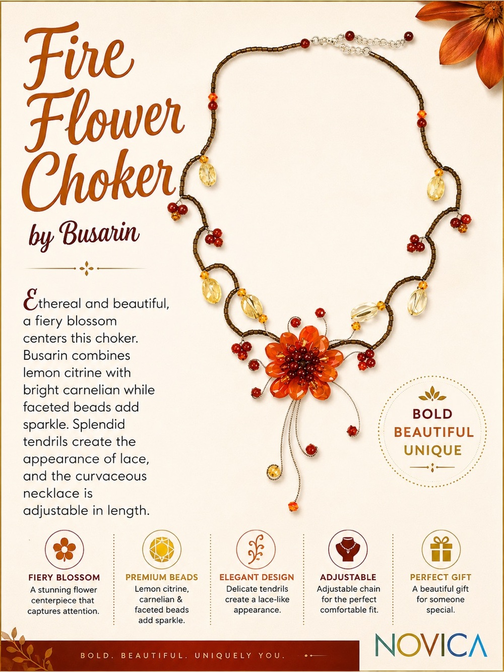 NOVICA Fire Flower Choker by Busarin